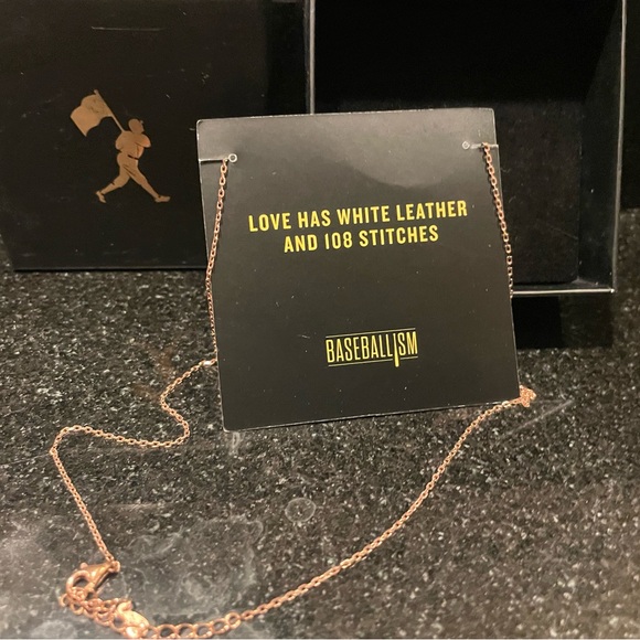 NWT Rare Baseballism Rose Home Plate Heart Pendant Necklace(925 Sterling Silver) - Picture 4 of 7